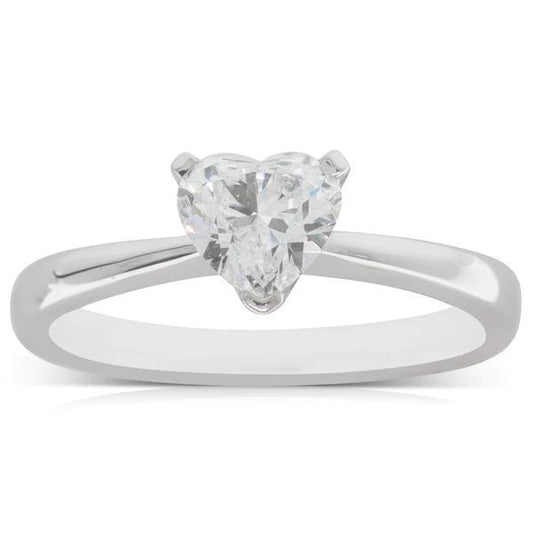 Heart Shape 1.75 Carat Real Diamond Solitaire Ring White Gold 14K