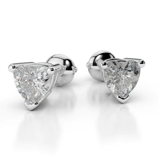 Heart Shape 3.00 Carats Natural Diamonds Women Studs Earrings White Gold 14K