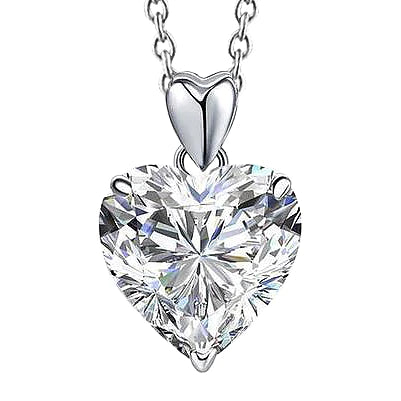 Heart Shape Genuine Diamond Pendant 2 Carats White Gold Women Jewelry 14K