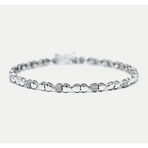 Heart Shape Genuine Diamond Tennis Bracelet 2 Carats FG White Gold 14K