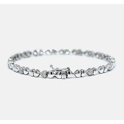 Heart Shape Genuine Diamond Tennis Bracelet 2 Carats F/G White Gold 14K