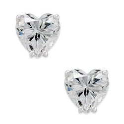 Heart Shape Natural Earth Mined Diamonds Stud Earrings 3.50 Ct White Gold 14K