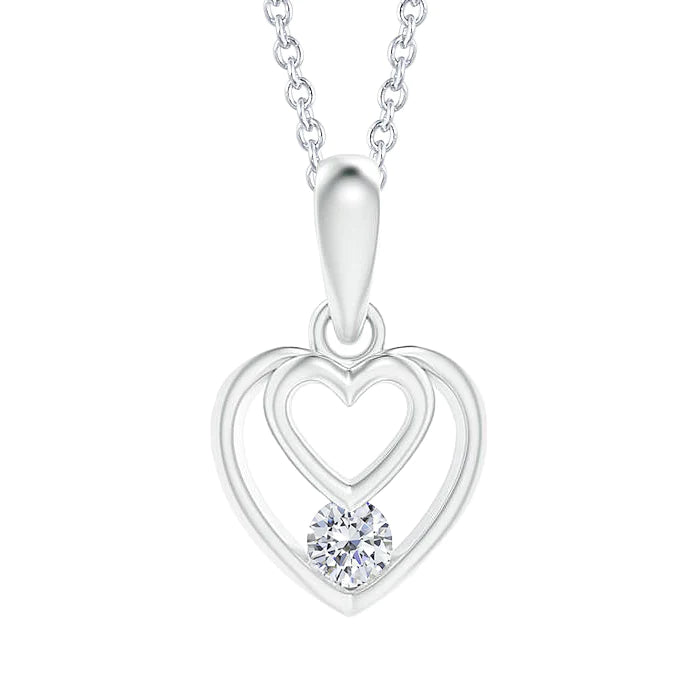 Heart Shape Round Real Diamond Pendant Necklace 1 Carat Women Jewelry