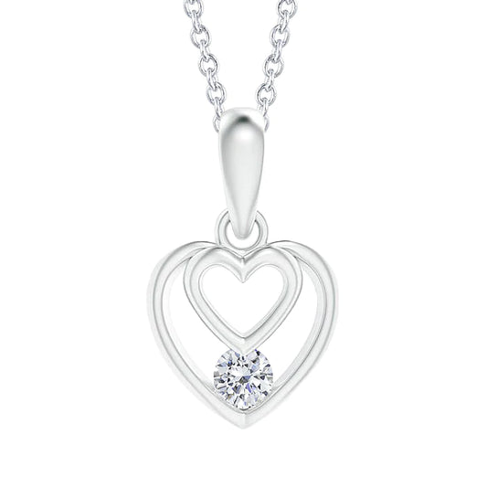 Heart Shape Round Real Diamond Pendant Necklace 1 Carat Women Jewelry