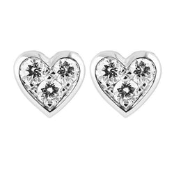 Heart Shape Stud Earrings 2.10 Ct White Gold 14K Round Cut Genuine Diamonds