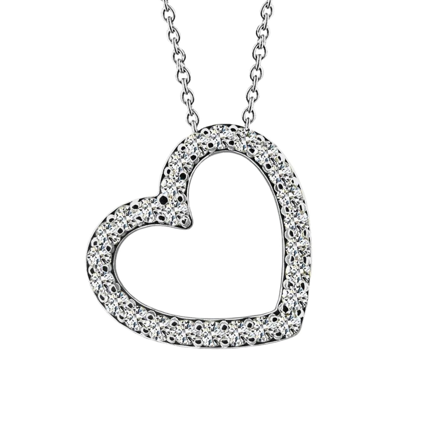 Heart Shaped Pendant Necklace 5.20 Ct Round Cut Genuine Diamonds White Gold