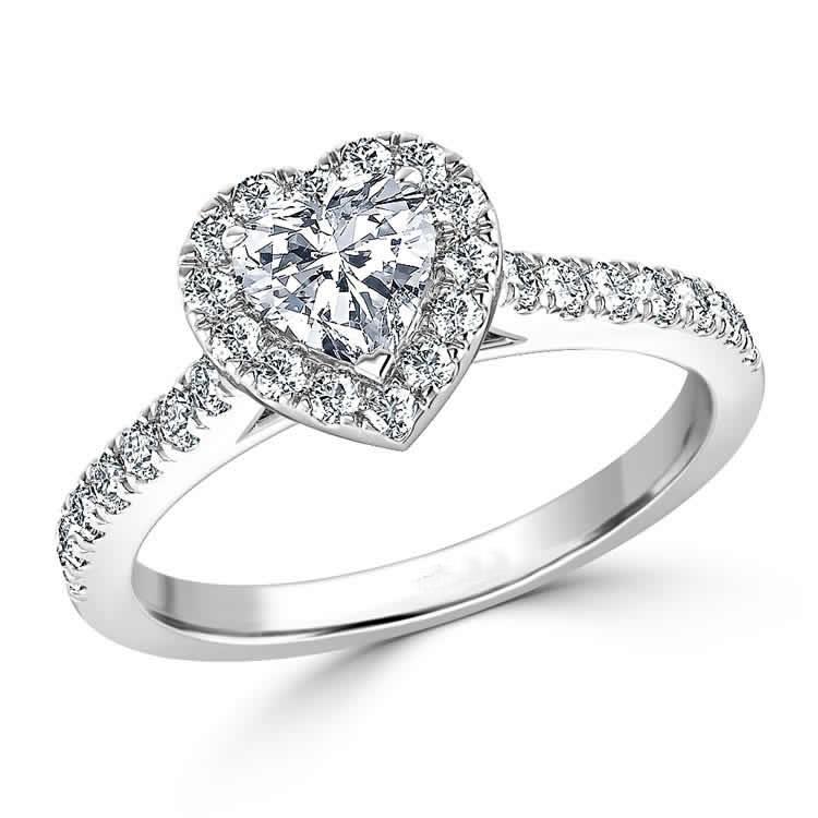 Heart Shaped Real Diamond Halo Ring