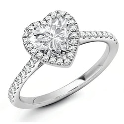Heart Shaped Real Natural Earth Mined Diamond Halo Wedding Ring