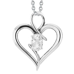 Heart Shaped Solitaire Natural Earth Mined Diamond Pendant Oval Old Miner 2 Carats