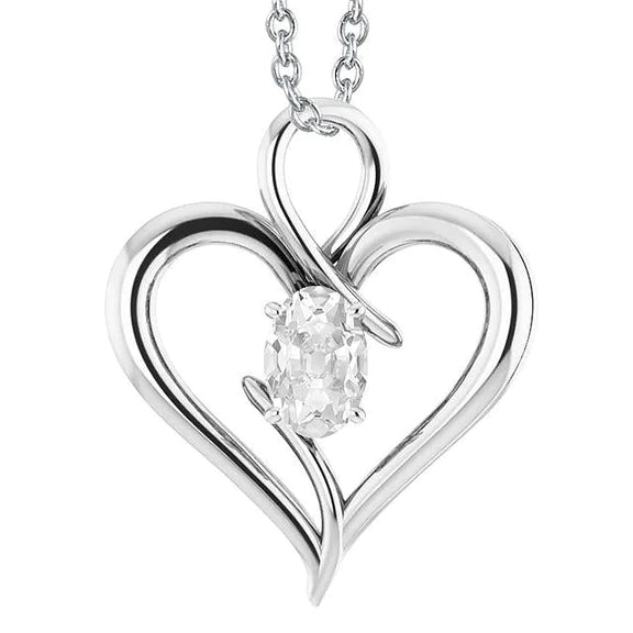 Heart Shaped Solitaire Natural Diamond Pendant Oval Old Miner 2 Carats