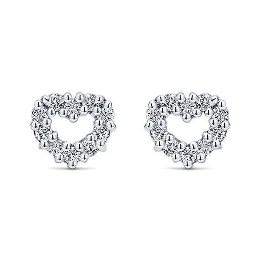 Heart Studs Earring 3 Ct Gorgeous Brilliant Cut Real Diamonds White Gold - Stud Earrings-harrychadent.ca