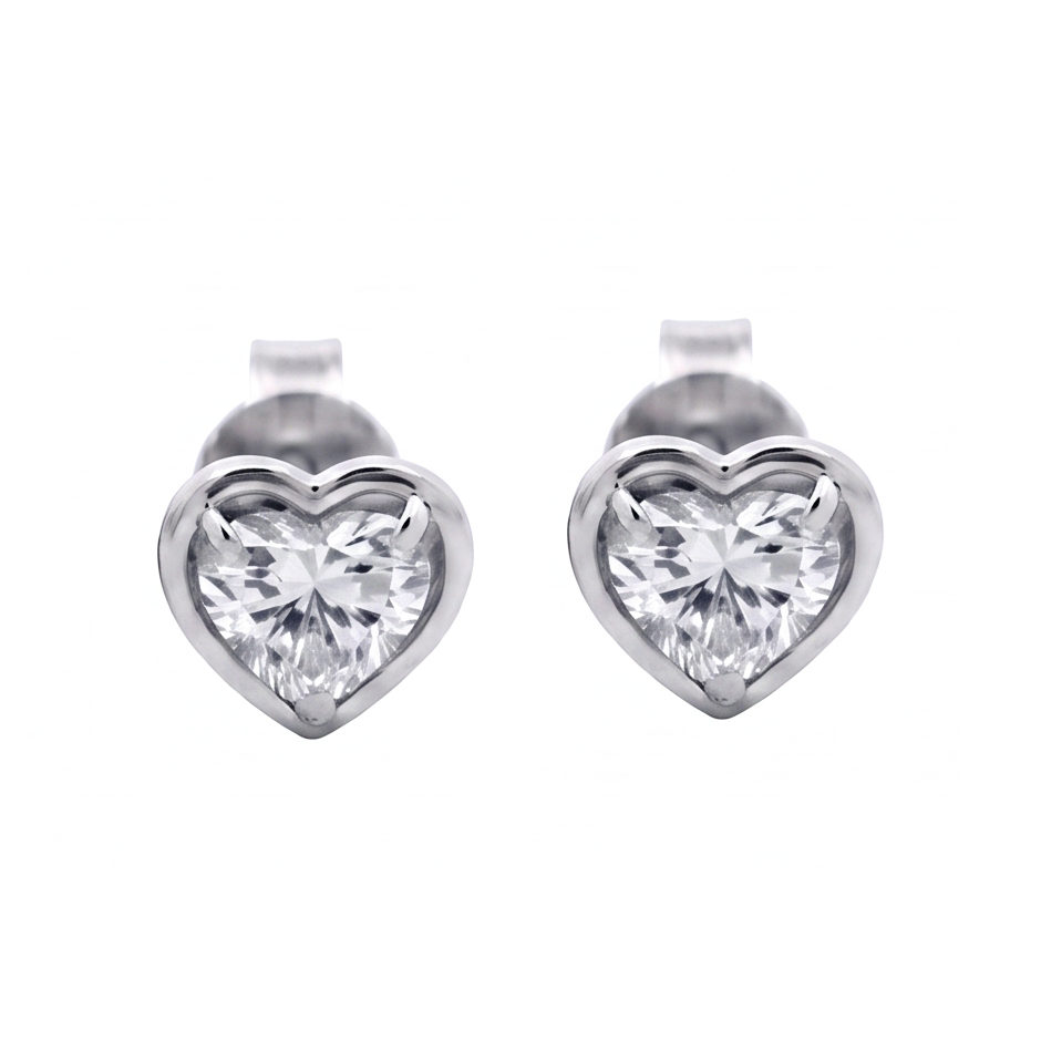 Heart Cut Lab Grown Diamonds 1.50 Carat White Gold Stud Earring