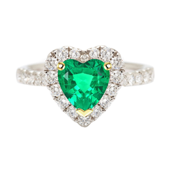 Artisan Heart Fine Emerald Colored Stone Ring – 2 ct 14 Karat