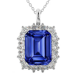 IGI CERTIFIED Heirloom Halo Emerald Sapphire Pendant