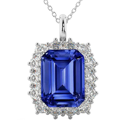 IGI CERTIFIED Heirloom Halo Emerald Sapphire Pendant
