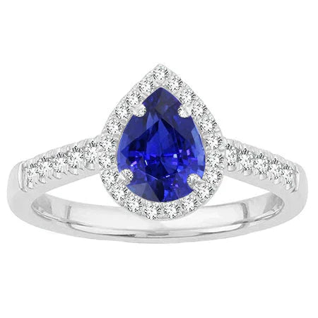 Royal Blue Sapphire Gemstone Ring 1.50-ct 14K White Gold – main view