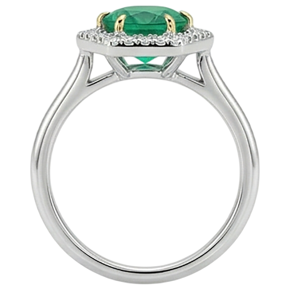 Radiant Colombian Emerald Precious Stone Ring 2.50 ct – top view