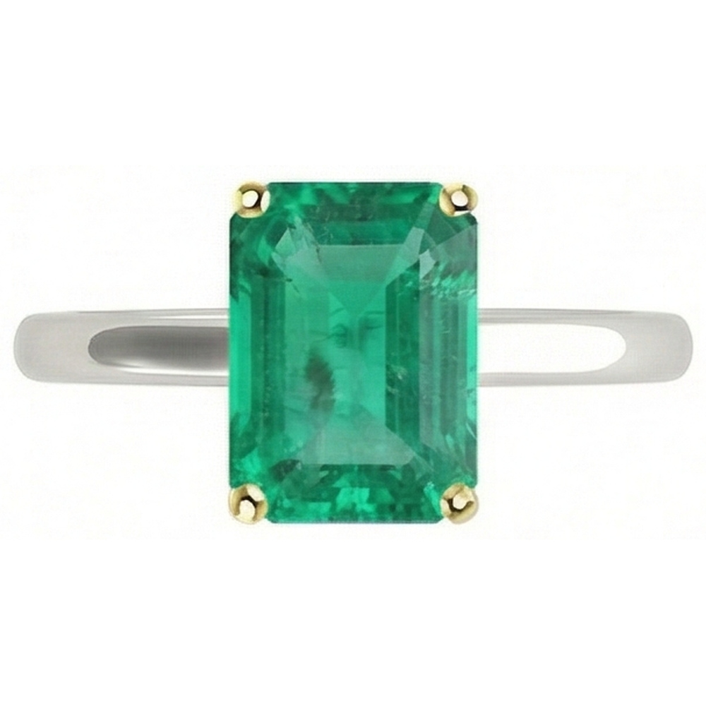 Colored Stone Ring Two-Tone 14K Gold with Colombian Emerald – angle view