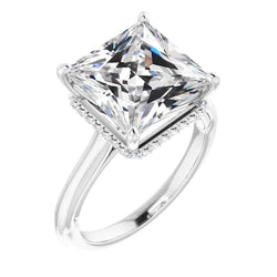 Hidden Halo 5 Carat Princess Real Diamond Ring