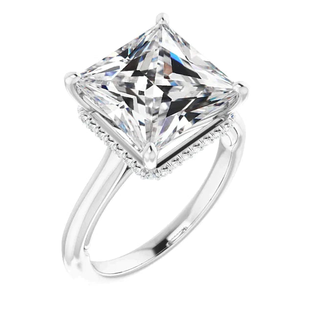 Hidden Halo 5 Carat Princess Real Diamond Ring - Anniversary Ring-harrychadent.ca