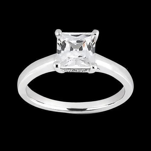 Hidden Halo Princess Cut Genuine Diamond Engagement Ring