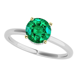 14 Karat Two Tone Gold Pavé Fine Emerald Gemstone Ring 3 ct