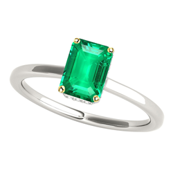Pavé Colored Stone Ring – Colombian Emerald 2 ct Two-Tone 14K