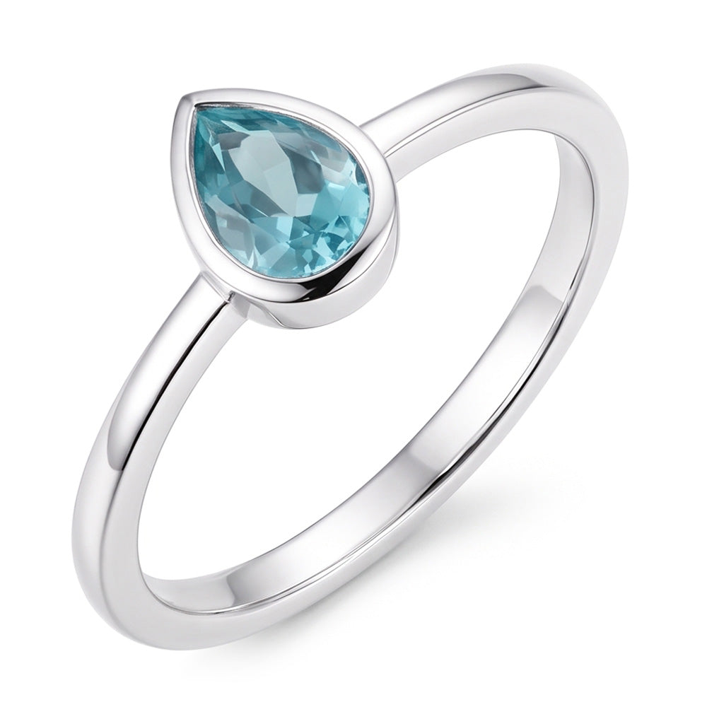 High-End Neon Paraiba Precious Stone Ring 1 ct – 14K White Gold