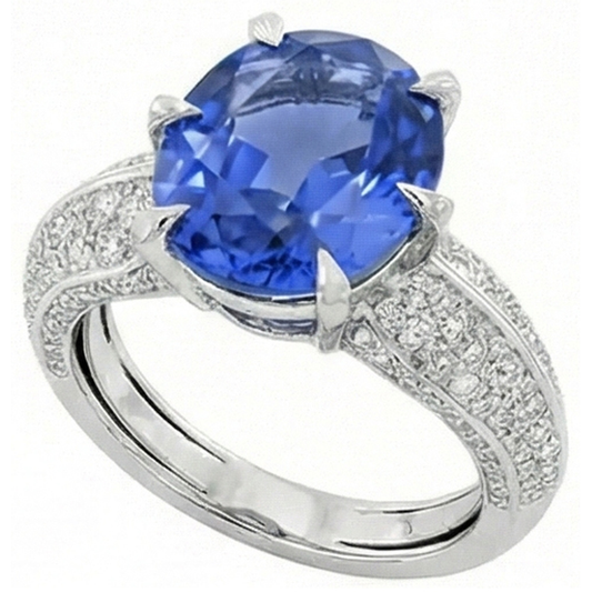 High Quality Sapphire And Natural Earth Mined Diamond ( Not Lab Grown )  Ring