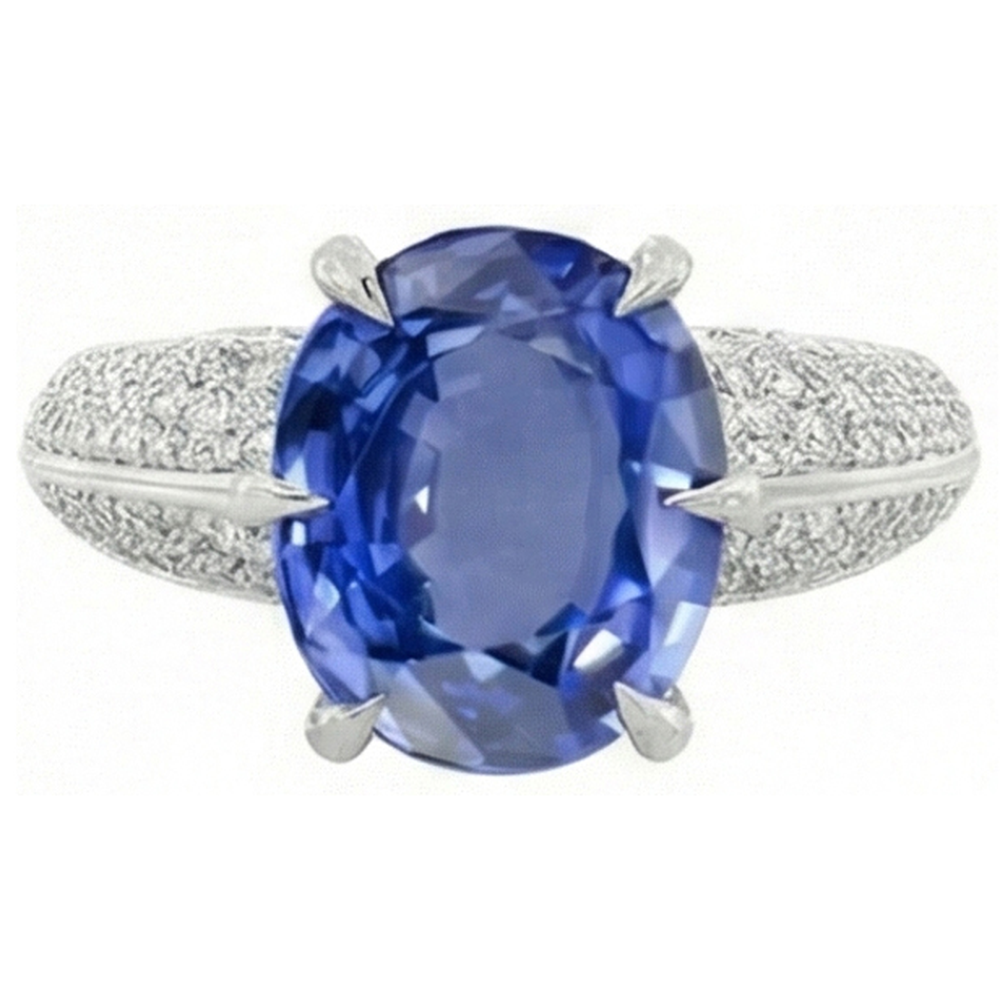 High Quality Sapphire And Natural Earth Mined Diamond ( Not Lab Grown )  Ring
