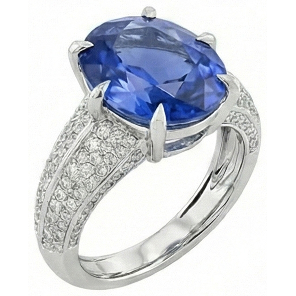 High Quality Sapphire And Natural Earth Mined Diamond ( Not Lab Grown )  Ring