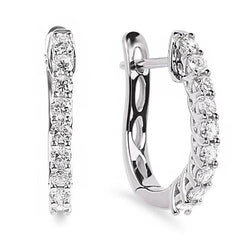 Hoop Earring White Gold 14K 2.70 Carats Round Cut Genuine Natural Earth Mined Diamond Ladies