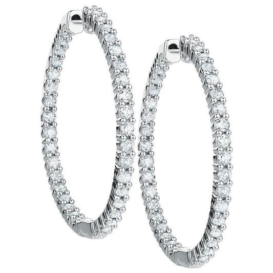 Hoop Earring White Gold  3.5 Ct. Round Brilliant Cut Real Diamond - Hoop Earrings-harrychadent.ca