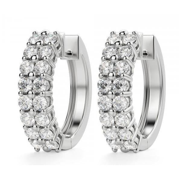 Hoop Earrings 14K White Gold  4.50 Carats Round Cut Real Diamonds Ladies - Hoop Earrings-harrychadent.ca