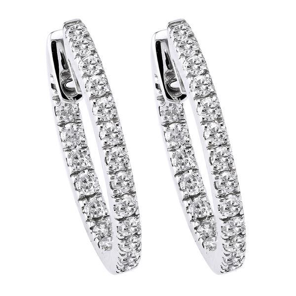 Hoop Earrings 14K White Gold 4.80 Ct F Vvs1 Round Cut Natural Diamonds Lady