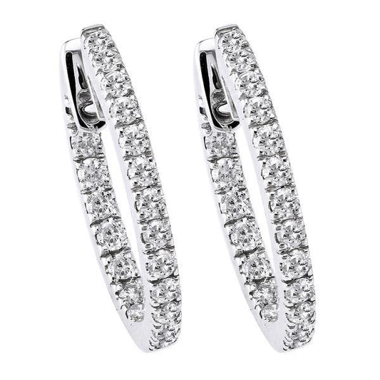 Hoop Earrings 14K White Gold 4.80 Ct F Vvs1 Round Cut Natural Diamonds Lady