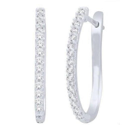 Hoop Earrings 14K White Gold Round Cut 2.70 Carats Real Diamonds Women