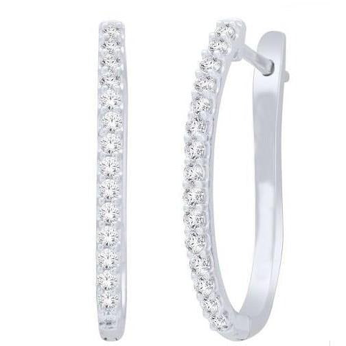 Hoop Earrings 14K White Gold Round Cut 2.70 Carats Real Diamonds Women - Hoop Earrings-harrychadent.ca