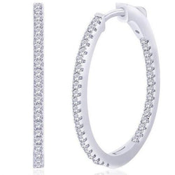 Hoop Earrings 4.90 Ct Sparkling Round Brilliant Cut Real Diamonds