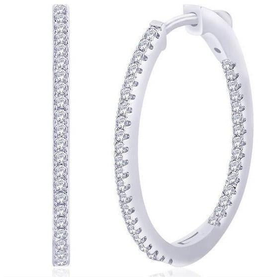 Hoop Earrings 4.90 Ct Sparkling Round Brilliant Cut Real Diamonds - Hoop Earrings-harrychadent.ca