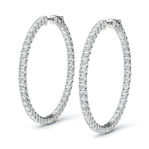 Hoop Earrings Ladies Sparkling Brilliant Cut 4.80 Ct Real Diamonds