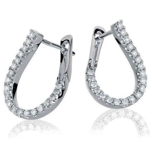 Hoop Earrings New 14K White Gold 4 Ct Brilliant Cut Real Diamonds Women