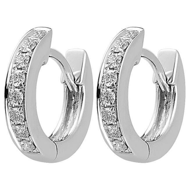 Hoop Earrings White Gold 14K Ave Set 2.40 Ct Round Cut Natural Diamonds