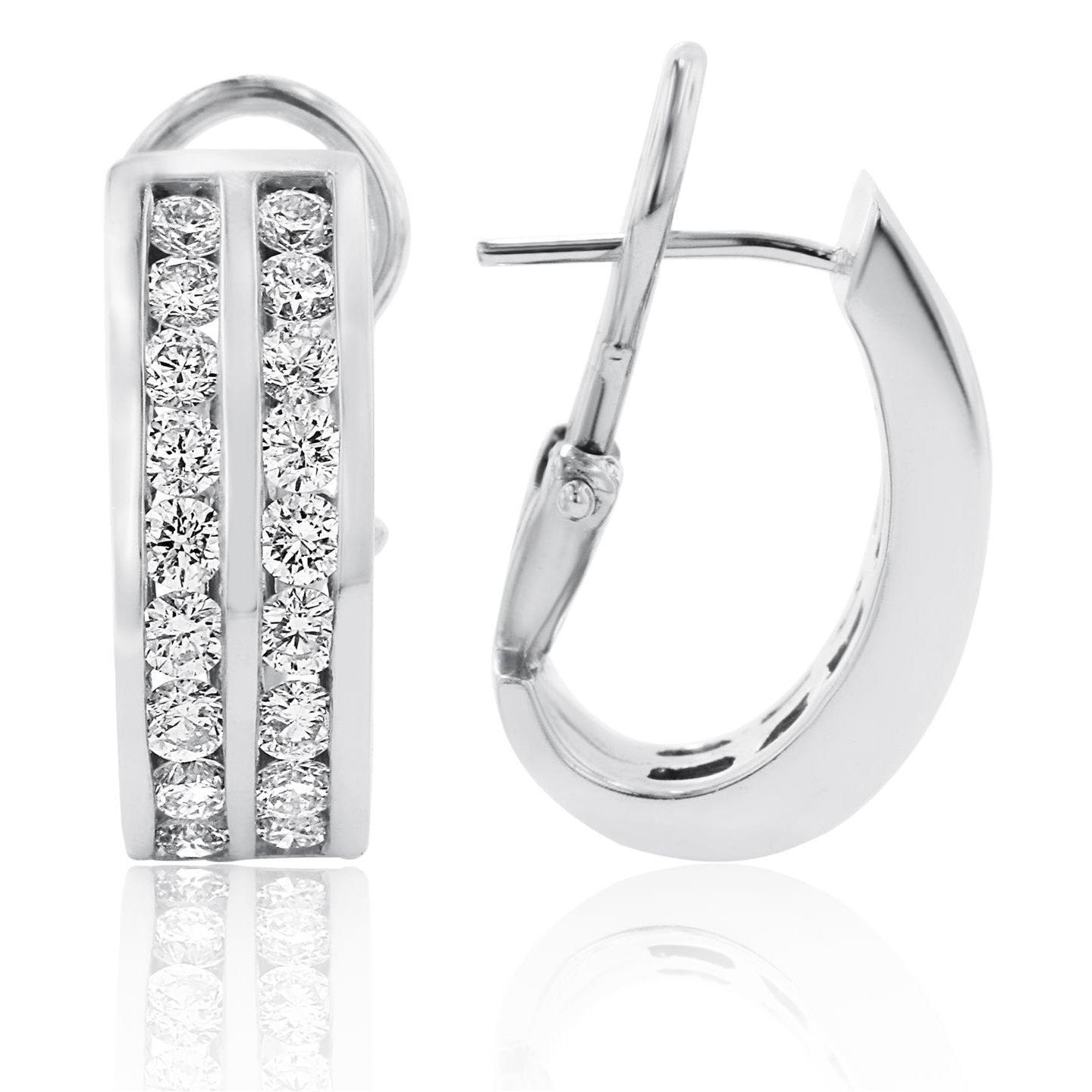 Hoop Earrings White Gold 14K Prong Set 4.50 Carats Real Diamonds Women - Hoop Earrings-harrychadent.ca