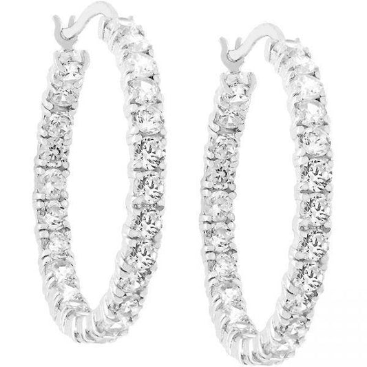 Hoop Earrings White Gold 5.50 Ct Brilliant Cut F Vvs1 Real Diamonds Lady