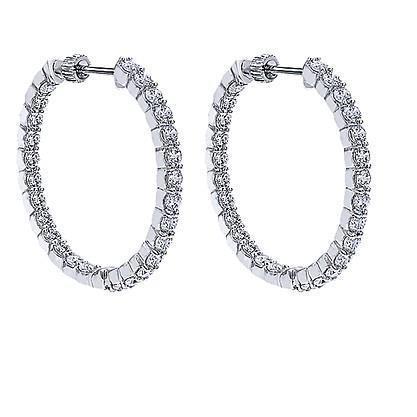 Hoop Earrings White Gold Gorgeous 5.70 Ct Brilliant Cut Real Diamonds Lady