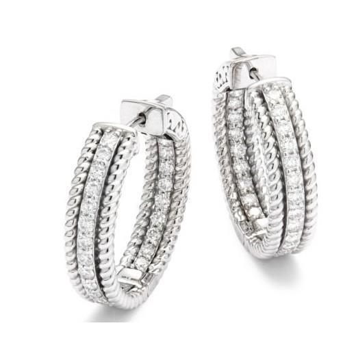 Hoop Earrings White Gold  Round Cut Sparkling 4.30 Ct Natural Diamonds Ladies