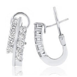 Hoop Earrings White Gold Sparkling Brilliant Cut 3 Ct Natural Diamonds Lady