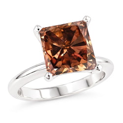 Huge Champagne Radiant Cut 3 Ct Natural Earth Mined Diamond ( Not Lab Grown ) Gemstone Engagement Ring