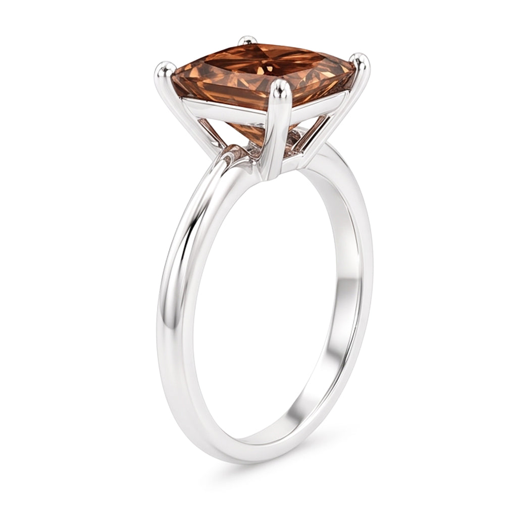 Huge Champagne Radiant Cut 3 Ct Natural Earth Mined Diamond ( Not Lab Grown ) Gemstone Engagement Ring